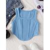 imageOYOANGLE Girls Textured Sleeveless Square Neck Asymmetrical Hem Crop Tank TopsBlue
