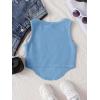 imageOYOANGLE Girls Textured Sleeveless Square Neck Asymmetrical Hem Crop Tank TopsBlue