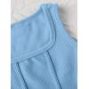 imageOYOANGLE Girls Textured Sleeveless Square Neck Asymmetrical Hem Crop Tank TopsBlue