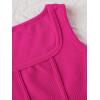 imageOYOANGLE Girls Textured Sleeveless Square Neck Asymmetrical Hem Crop Tank TopsHot Pink