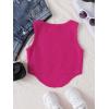 imageOYOANGLE Girls Textured Sleeveless Square Neck Asymmetrical Hem Crop Tank TopsHot Pink