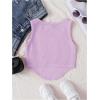 imageOYOANGLE Girls Textured Sleeveless Square Neck Asymmetrical Hem Crop Tank TopsLight Purple