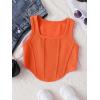 imageOYOANGLE Girls Textured Sleeveless Square Neck Asymmetrical Hem Crop Tank TopsOrange