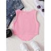 imageOYOANGLE Girls Textured Sleeveless Square Neck Asymmetrical Hem Crop Tank TopsPure Pink