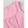 imageOYOANGLE Girls Textured Sleeveless Square Neck Asymmetrical Hem Crop Tank TopsPure Pink