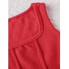 imageOYOANGLE Girls Textured Sleeveless Square Neck Asymmetrical Hem Crop Tank TopsRed