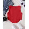 imageOYOANGLE Girls Textured Sleeveless Square Neck Asymmetrical Hem Crop Tank TopsRed