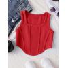 imageOYOANGLE Girls Textured Sleeveless Square Neck Asymmetrical Hem Crop Tank TopsRed