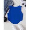 imageOYOANGLE Girls Textured Sleeveless Square Neck Asymmetrical Hem Crop Tank TopsRoyal Blue