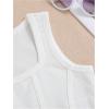 imageOYOANGLE Girls Textured Sleeveless Square Neck Asymmetrical Hem Crop Tank TopsWhite