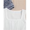 imageOYOANGLE Girls Textured Sleeveless Square Neck Asymmetrical Hem Crop Tank TopsWhite
