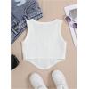imageOYOANGLE Girls Textured Sleeveless Square Neck Asymmetrical Hem Crop Tank TopsWhite