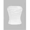 imageOYOANGLE Girls Textured Strapless Tube Top Knitted Slim Fit Bandeau Tank TopsWhite