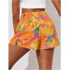 imageOYOANGLE Girls Tropical Print Mini Shorts Shirred High Waist Straight Leg Shorts Beach Vacation Casual ShortsOrange