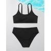 imageOYOANGLE Girls Two Piece Swimsuit High Waist Bikini Set Solid Swimwear Bathing SuitBlack