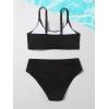 imageOYOANGLE Girls Two Piece Swimsuit High Waist Bikini Set Solid Swimwear Bathing SuitBlack