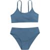imageOYOANGLE Girls Two Piece Swimsuit High Waist Bikini Set Solid Swimwear Bathing SuitDusty Blue
