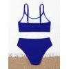 imageOYOANGLE Girls Two Piece Swimsuit High Waist Bikini Set Solid Swimwear Bathing SuitRoyal Blue