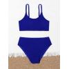 imageOYOANGLE Girls Two Piece Swimsuit High Waist Bikini Set Solid Swimwear Bathing SuitRoyal Blue