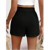 imageOYOANGLE Maternity Shorts High Elastic Waist Wide Leg Shorts Pregnancy Solid Comfy Loose Fit Casual ShortsBlack