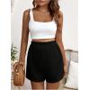 imageOYOANGLE Maternity Shorts High Elastic Waist Wide Leg Shorts Pregnancy Solid Comfy Loose Fit Casual ShortsBlack