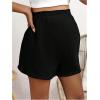 imageOYOANGLE Maternity Shorts High Elastic Waist Wide Leg Shorts Pregnancy Solid Comfy Loose Fit Casual ShortsBlack