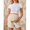 imageOYOANGLE Maternity Shorts High Elastic Waist Wide Leg Shorts Pregnancy Solid Comfy Loose Fit Casual ShortsKhaki
