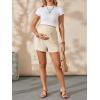 imageOYOANGLE Maternity Shorts High Elastic Waist Wide Leg Shorts Pregnancy Solid Comfy Loose Fit Casual ShortsKhaki