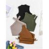 imageOYOANGLE Toddler Girls 4 Pack Ribbed Knit Crop Tank Tops Set One Shoulder Summer CamisoleBlack and Green