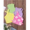 imageOYOANGLE Toddler Girls 4 Pack Ribbed Knit Crop Tank Tops Set One Shoulder Summer CamisoleGreen Pink