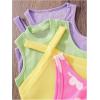 imageOYOANGLE Toddler Girls 4 Pack Ribbed Knit Crop Tank Tops Set One Shoulder Summer CamisoleGreen Pink