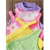 imageOYOANGLE Toddler Girls 4 Pack Ribbed Knit Crop Tank Tops Set One Shoulder Summer CamisoleYellow Purple
