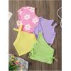 imageOYOANGLE Toddler Girls 4 Pack Ribbed Knit Crop Tank Tops Set One Shoulder Summer CamisoleYellow and Green