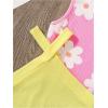 imageOYOANGLE Toddler Girls 4 Pack Ribbed Knit Crop Tank Tops Set One Shoulder Summer CamisoleYellow and Green
