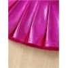 imageOYOANGLE Toddler Girls Metallic Pleated Short Skirts Party Dance Elastic Waist A Line SkirtHot Pink
