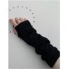 imageOYOANGLE Womens 1 Pair Y2K Goth Arm Warmer Fingerless Knitted Gloves with Thumb HoleBlack