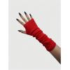 imageOYOANGLE Womens 1 Pair Y2K Goth Arm Warmer Fingerless Knitted Gloves with Thumb HoleRed