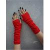 imageOYOANGLE Womens 1 Pair Y2K Goth Arm Warmer Fingerless Knitted Gloves with Thumb HoleRed