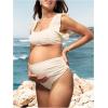imageOYOANGLE Womens 2 Piece Maternity Bikini Sets Square Neck High Waist Swimsuit Summer Casual Bathing SuitBeige