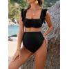 imageOYOANGLE Womens 2 Piece Maternity Bikini Sets Square Neck High Waist Swimsuit Summer Casual Bathing SuitBlack