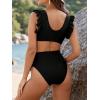 imageOYOANGLE Womens 2 Piece Maternity Bikini Sets Square Neck High Waist Swimsuit Summer Casual Bathing SuitBlack