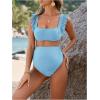 imageOYOANGLE Womens 2 Piece Maternity Bikini Sets Square Neck High Waist Swimsuit Summer Casual Bathing SuitLight Blue