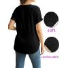 imageOYOANGLE Womens Casual Maternity TShirt Textured Short Sleeve Crew Neck Loose Tunic Top Pregnancy Blouse TeeBlack