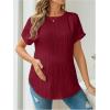 imageOYOANGLE Womens Casual Maternity TShirt Textured Short Sleeve Crew Neck Loose Tunic Top Pregnancy Blouse TeeBurgundy