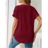 imageOYOANGLE Womens Casual Maternity TShirt Textured Short Sleeve Crew Neck Loose Tunic Top Pregnancy Blouse TeeBurgundy