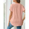 imageOYOANGLE Womens Casual Maternity TShirt Textured Short Sleeve Crew Neck Loose Tunic Top Pregnancy Blouse TeePink