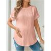 imageOYOANGLE Womens Casual Maternity TShirt Textured Short Sleeve Crew Neck Loose Tunic Top Pregnancy Blouse TeePink