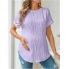 imageOYOANGLE Womens Casual Maternity TShirt Textured Short Sleeve Crew Neck Loose Tunic Top Pregnancy Blouse TeePurple