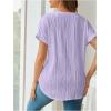 imageOYOANGLE Womens Casual Maternity TShirt Textured Short Sleeve Crew Neck Loose Tunic Top Pregnancy Blouse TeePurple