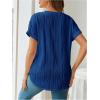 imageOYOANGLE Womens Casual Maternity TShirt Textured Short Sleeve Crew Neck Loose Tunic Top Pregnancy Blouse TeeRoyal Blue